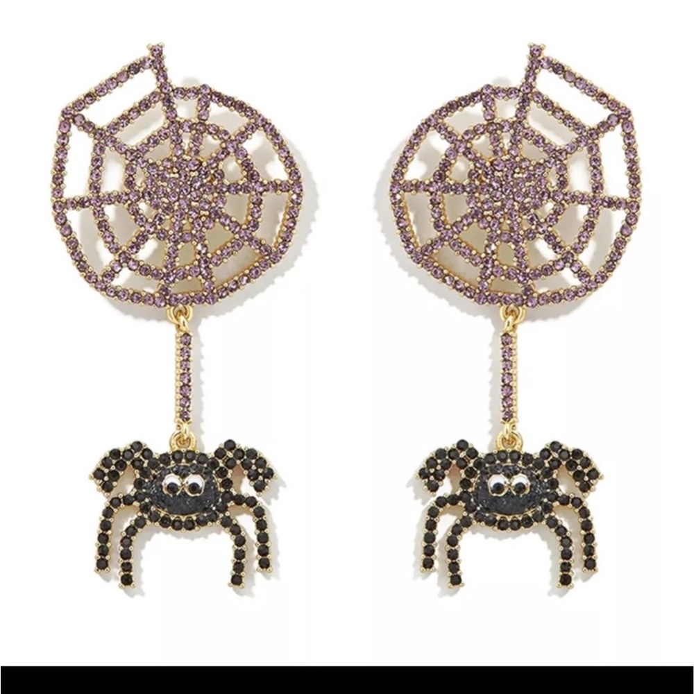 Halloween Cute Black Spider and Spider Web Earrings